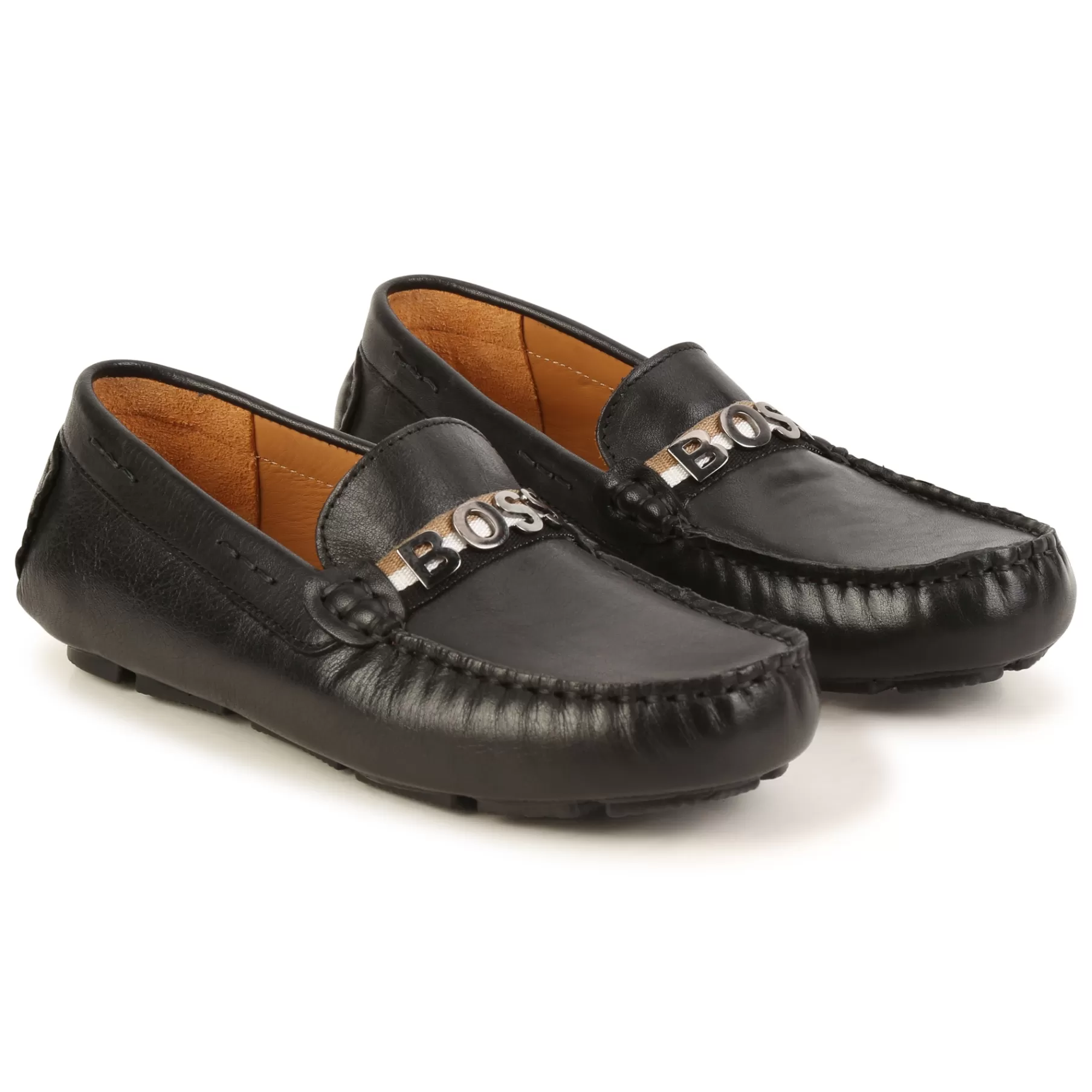 Garçon BOSS Mocassins En Cuir Avec Logo