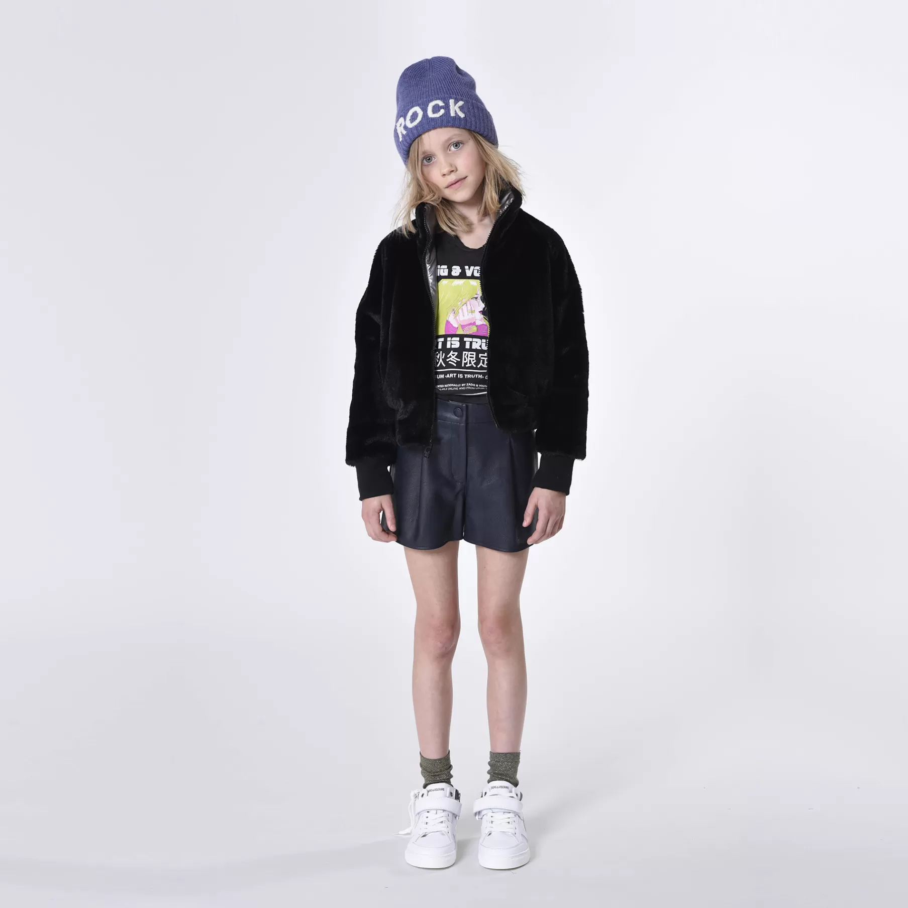 Fille ZADIG & VOLTAIRE Short A Pinces Toile Enduite