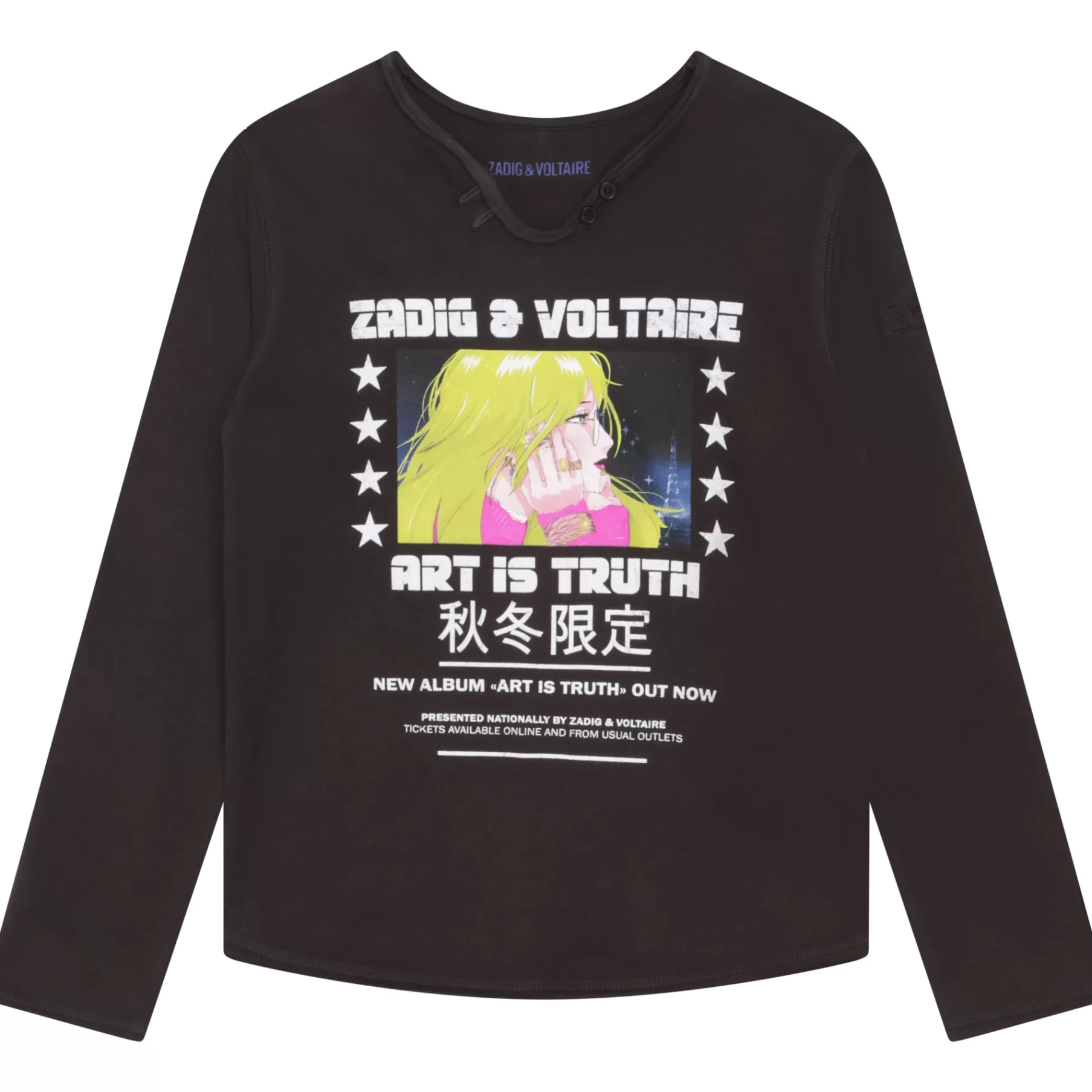 Fille ZADIG & VOLTAIRE T-Shirt Coton Imprime Et Brode