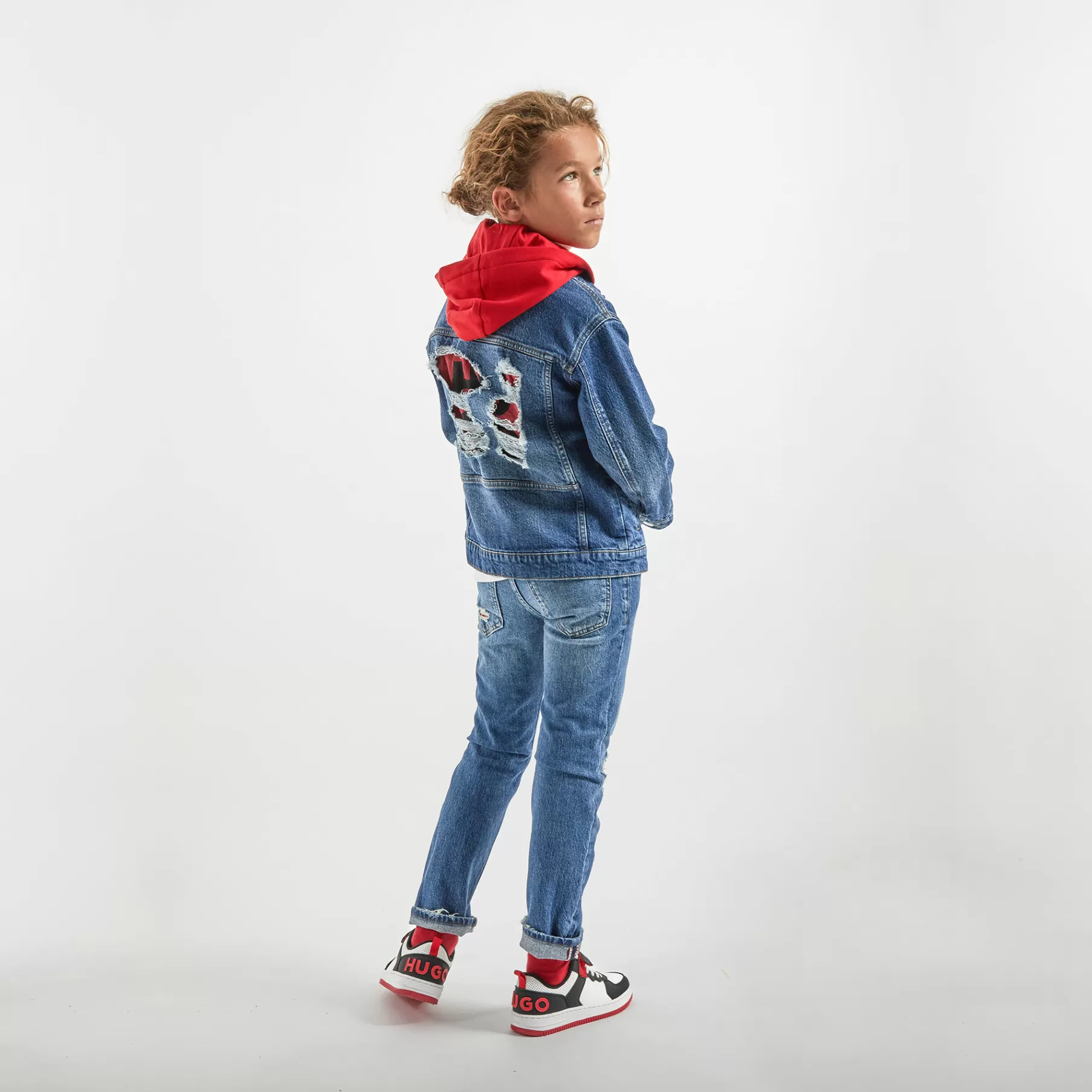 Garçon HUGO Veste En Jean Capuche Amovible